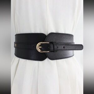 Black Single-Buckle Women's Waist Belt